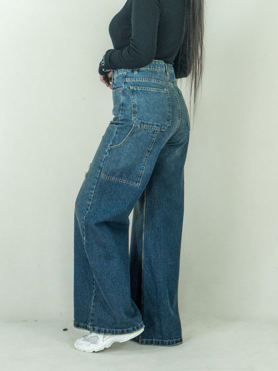 شلوار جین فول بگ زاپدار