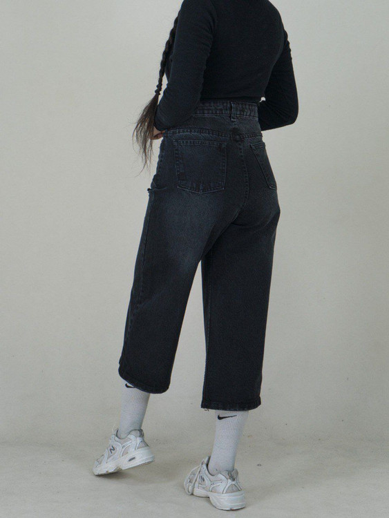 شلوار جین ذغالی کوتاه